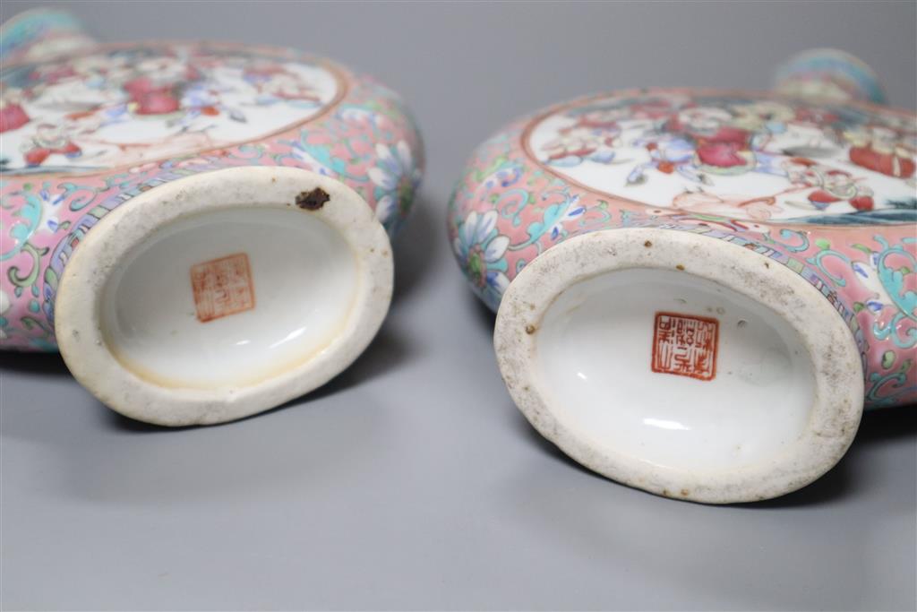 A pair of 19th century Chinese moon flasks, Guangxu mark to base, height 23cm